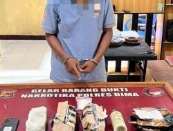 Sita BB Shabu 1 ons yg dibawa oleh residivis kasus narkoba, seorang pria digelandang ke Polres Bima.