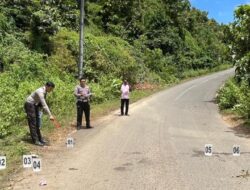 Lakalantas Ganda “Adu Banteng”Unit Gakum Satlantas Polres Bima Kabupaten Gelar Olah TKP