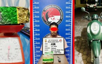 Polres Aceh Timur Ringkus Kurir Sabu 1 Kg di Peureulak