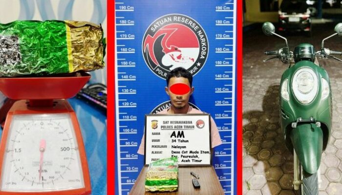 Polres Aceh Timur Ringkus Kurir Sabu 1 Kg di Peureulak