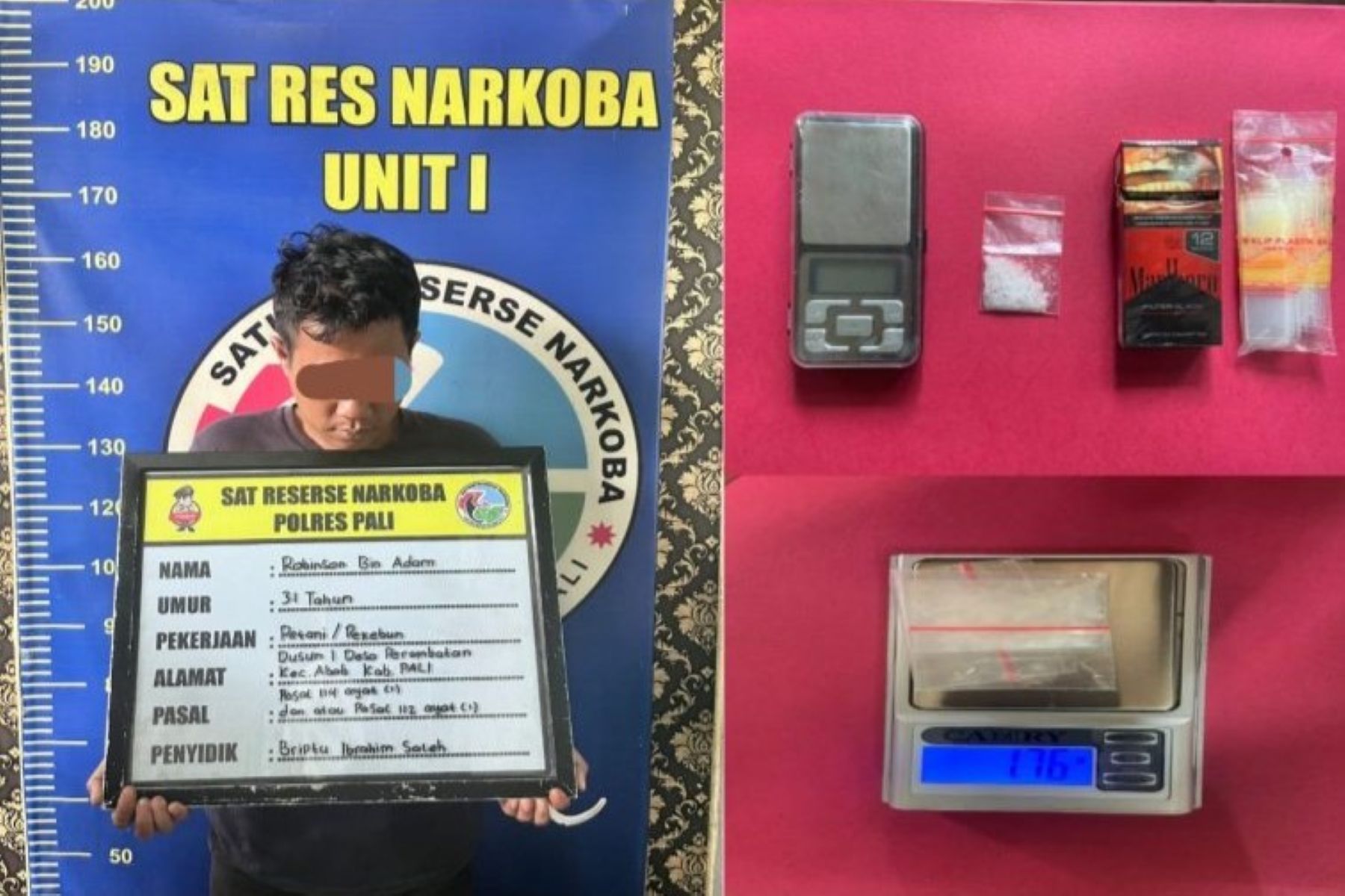 Satresnarkoba Pali Bekuk Pengedar Sabu di Desa Prambatan