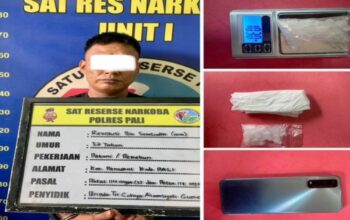 Polres Pali Tangkap Pengedar Sabu di Sungai Ibul, 10 Gram Diamankan